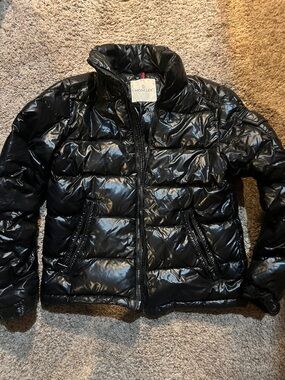 Moncler Glossy Black Quilted Down Jacket size 14 (Boys Med)